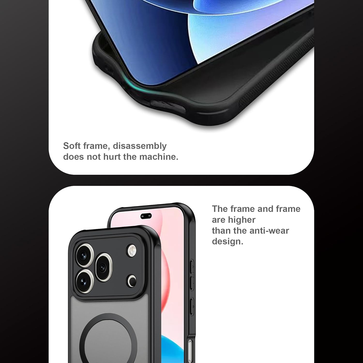 Husa pentru Honor 600 Pro cu protectie pentru lentile si MagFit EasyCharge, Ghost Series Anti-ingalbenire, frosted - negru