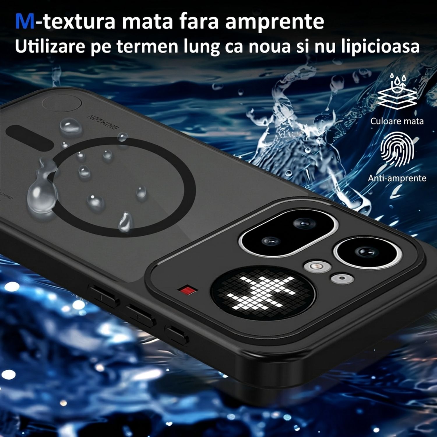 Husa pentru Nothing Phone 4a Pro, MagSafe, Soft Touch PC, Anti-Soc, Potrivire Perfecta, Protectie Camera, Negru Transparent