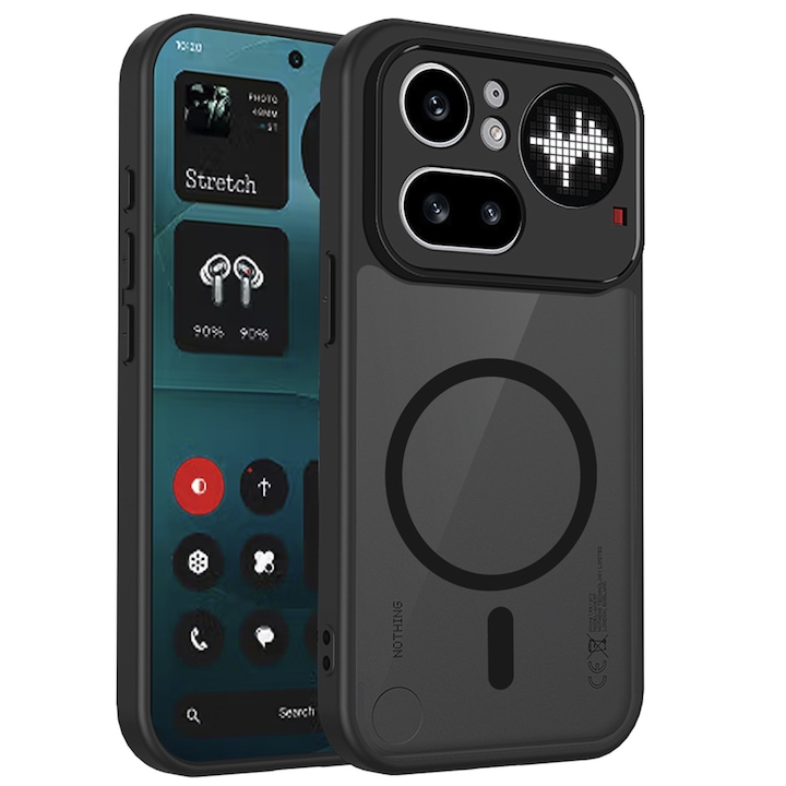 Husa pentru Nothing Phone 4a Pro, MagSafe, Soft Touch PC, Anti-Soc, Potrivire Perfecta, Protectie Camera, Negru Transparent
