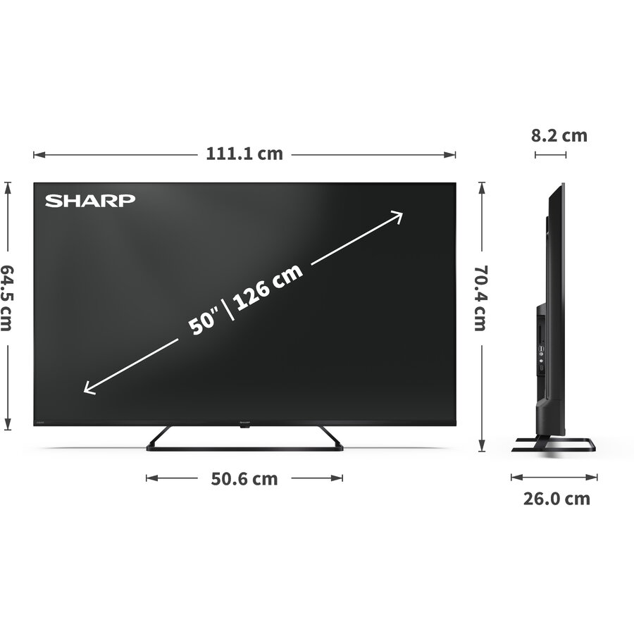 Televizor Sharp 50HP6265E 50" (126cm), 3840 x 2160 (Ultra HD 4K), QLED, Google TV, Negru