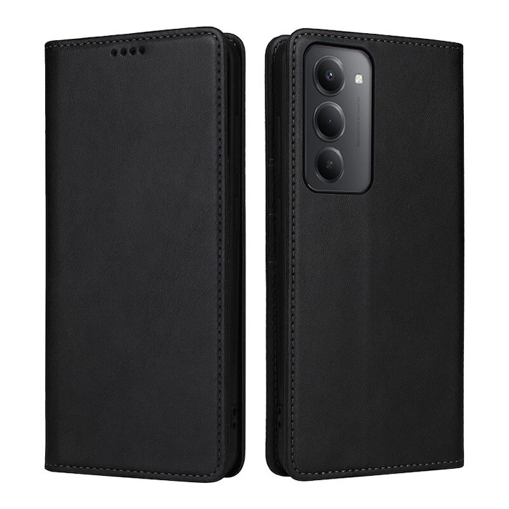 Husa pentru Xiaomi Redmi 15 Daden® Flip Leather Deluxe, Antisoc, Inchidere magnetica, Buzunar card, Calitate Premium, Negru
