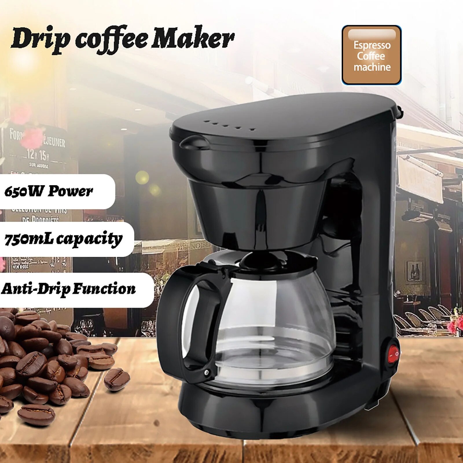 Cafetiera electrica ZYBLSSBB, capacitate mare, control temperatura, negru, 25.2x24x14.4cm