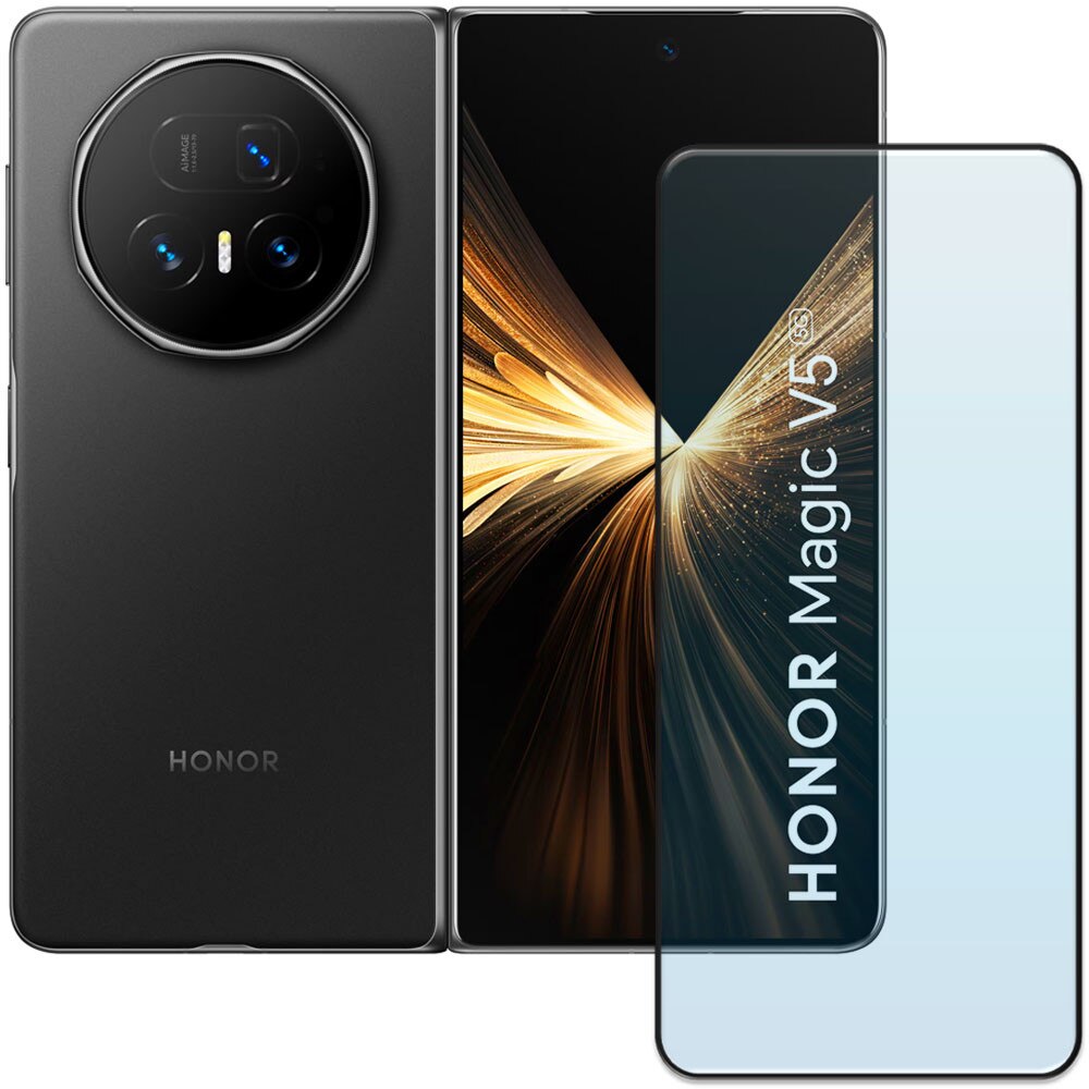Folie din sticla securizata pentru Honor Magic V5, HAMSTERBOX Glass Shield, Protectie completa ecran, Full face, Aplicare rapida, Case Friendly, Transparenta