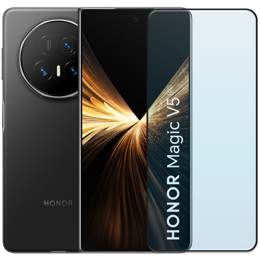 Folie din sticla securizata pentru Honor Magic V5, HAMSTERBOX Glass Shield, Protectie completa ecran, Full face, Aplicare rapida, Case Friendly, Transparenta