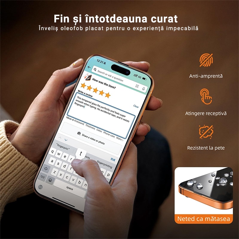 Set de 2 Folie de Protectie Pentru Telefon Mobil, Folie Protectie Sticla MOGU® Pentru iPhone 17 Pro, Protectie Profesionala Ecran 3D, Full Cover, Anti Zgarieturi, Advanced Touch Sensitivity, Ultra HD, Anti-amprente, Transparenta