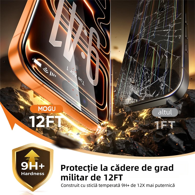 Set de 2 Folie de Protectie Pentru Telefon Mobil, Folie Protectie Sticla MOGU® Pentru iPhone 17 Pro, Protectie Profesionala Ecran 3D, Full Cover, Anti Zgarieturi, Advanced Touch Sensitivity, Ultra HD, Anti-amprente, Transparenta