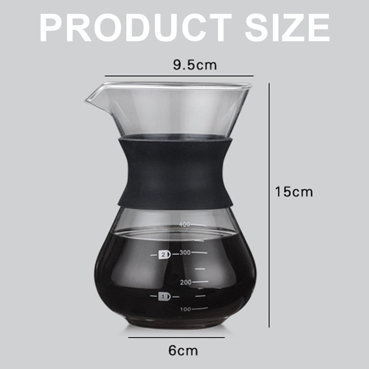 Cafetiera filtranta 400ml, sticla borosilicata, filtru inox, silicon, 2-3 cani