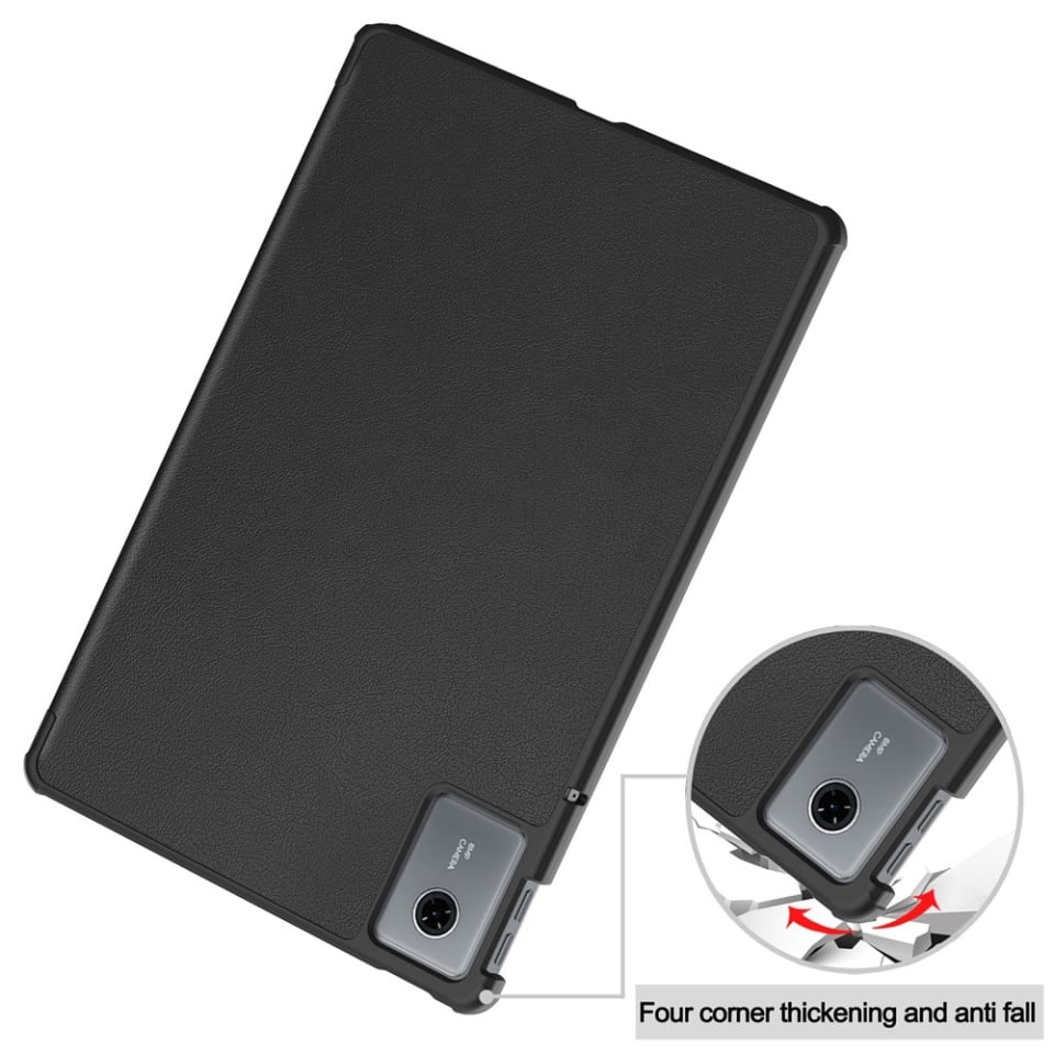 Husa tableta pentru Lenovo Idea Tab 11, SKYDDAR INNOVATION, cu suport Multi-Unghi si functie Sleep/Wake, FoldPro, Negru, set cu sticker