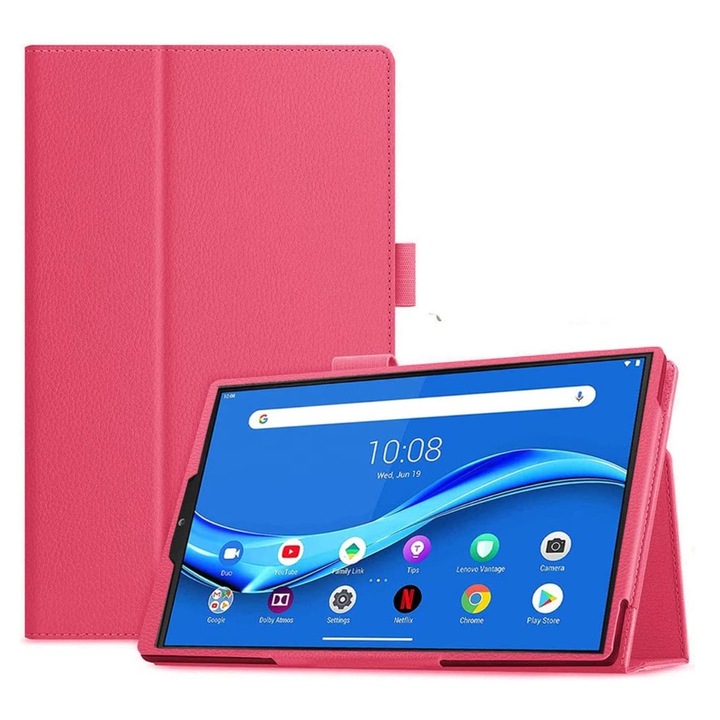 Husa de protectie tableta, Piele ecologica, Compatibila cu Lenovo Tab M10 Plus 3 Gen, Roz
