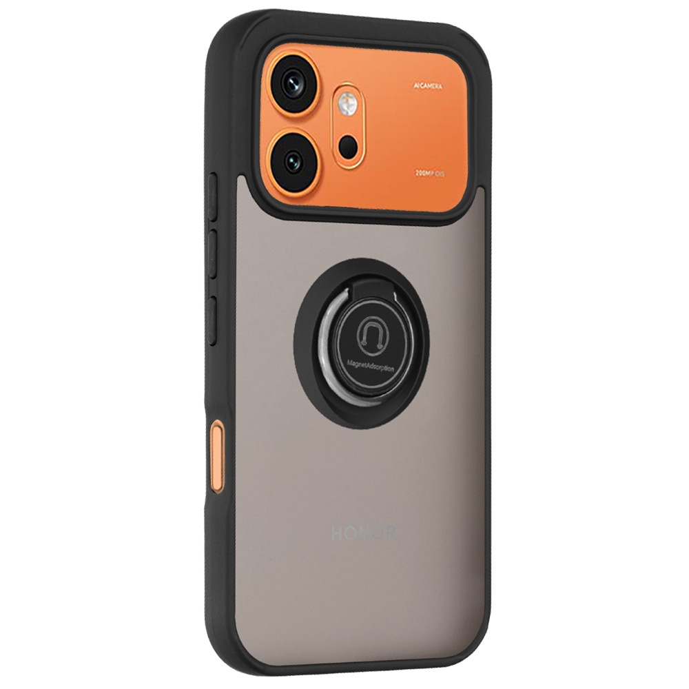 Husa de protectie pentru Honor 600 / 600 Pro premium cu inel stand rotativ, suport magnetic si bumper anti-alunecare - negru