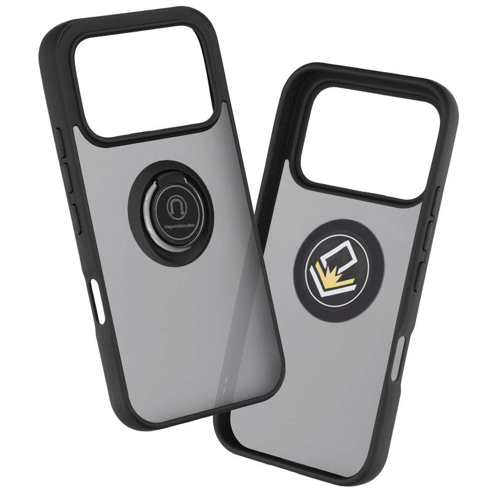 Husa de protectie pentru Honor 600 / 600 Pro premium cu inel stand rotativ, suport magnetic si bumper anti-alunecare - negru