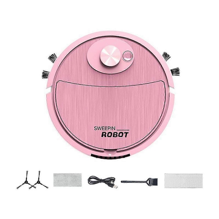 Aspirator robot 3-in-1, roz, 18x18x5.4cm, 310g