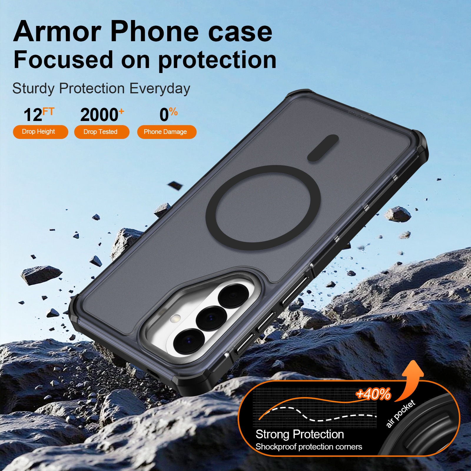 Husa pentru Samsung Galaxy A57 5G, Daden, Magnetica, Compatibila MagSafe, Rama Electroplacata, Soft Touch, Antisoc, Incarcare wireless, Calitate Premium, Protectie Camera, Anti Soc, TPU, PC, Albastru