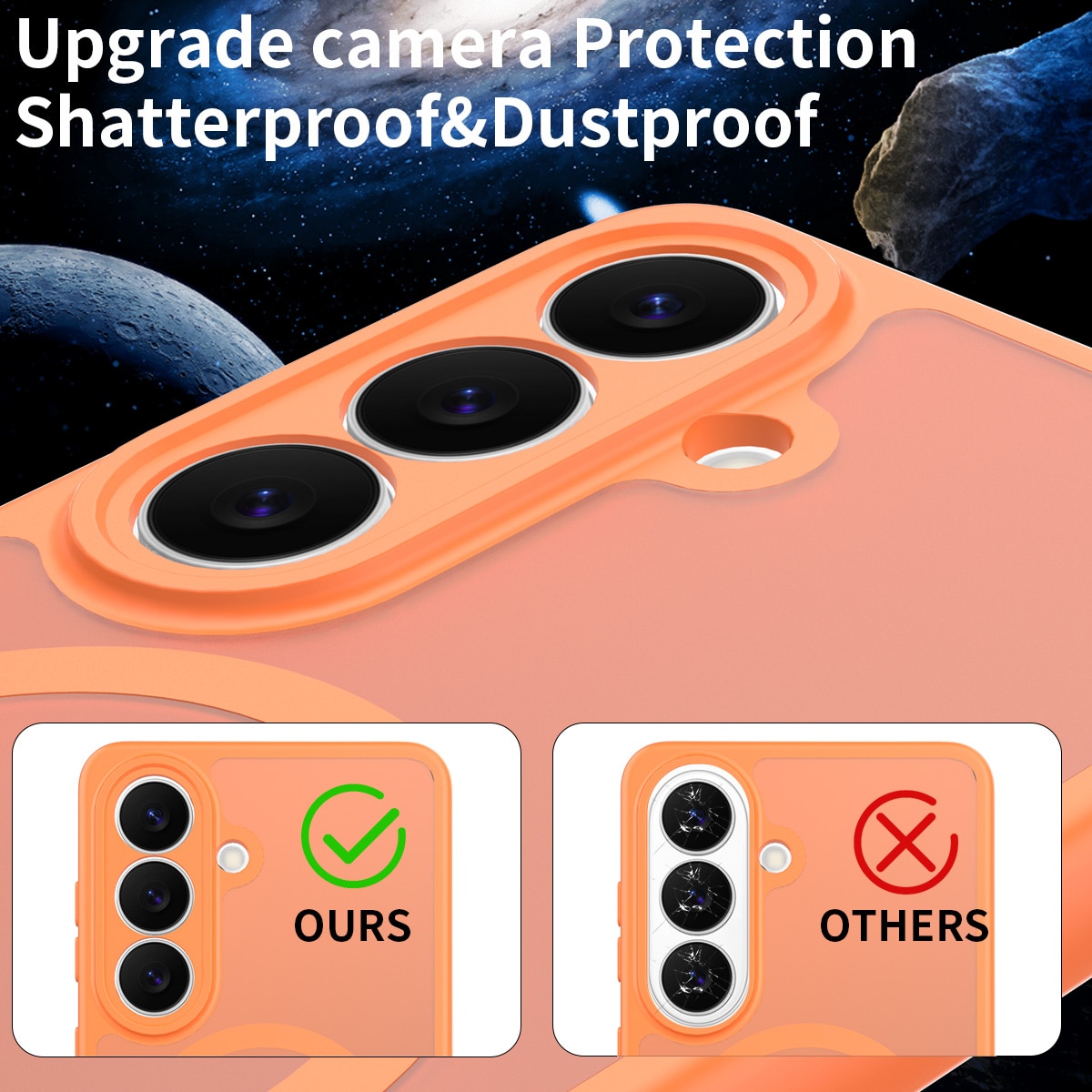 Husa de protectie pentru Samsung Galaxy S26, Omelivon, MagSafe, Protectie completa, Anti-Soc, Decupaje Precise, Incarcare Wireless, Materiale Premium, Portocaliu