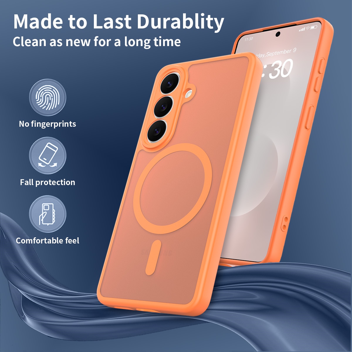 Husa de protectie pentru Samsung Galaxy S26, Omelivon, MagSafe, Protectie completa, Anti-Soc, Decupaje Precise, Incarcare Wireless, Materiale Premium, Portocaliu