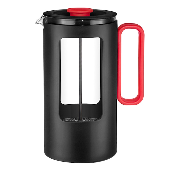 Cafetiera French Press, Carcasa protectoare din material PP, cafetiera rezistenta la caldura pentru prepararea la rece