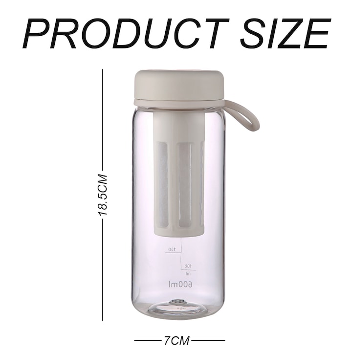 Cafetiera pentru cold brew 600ml, filtru detasabil, design compact, transparent