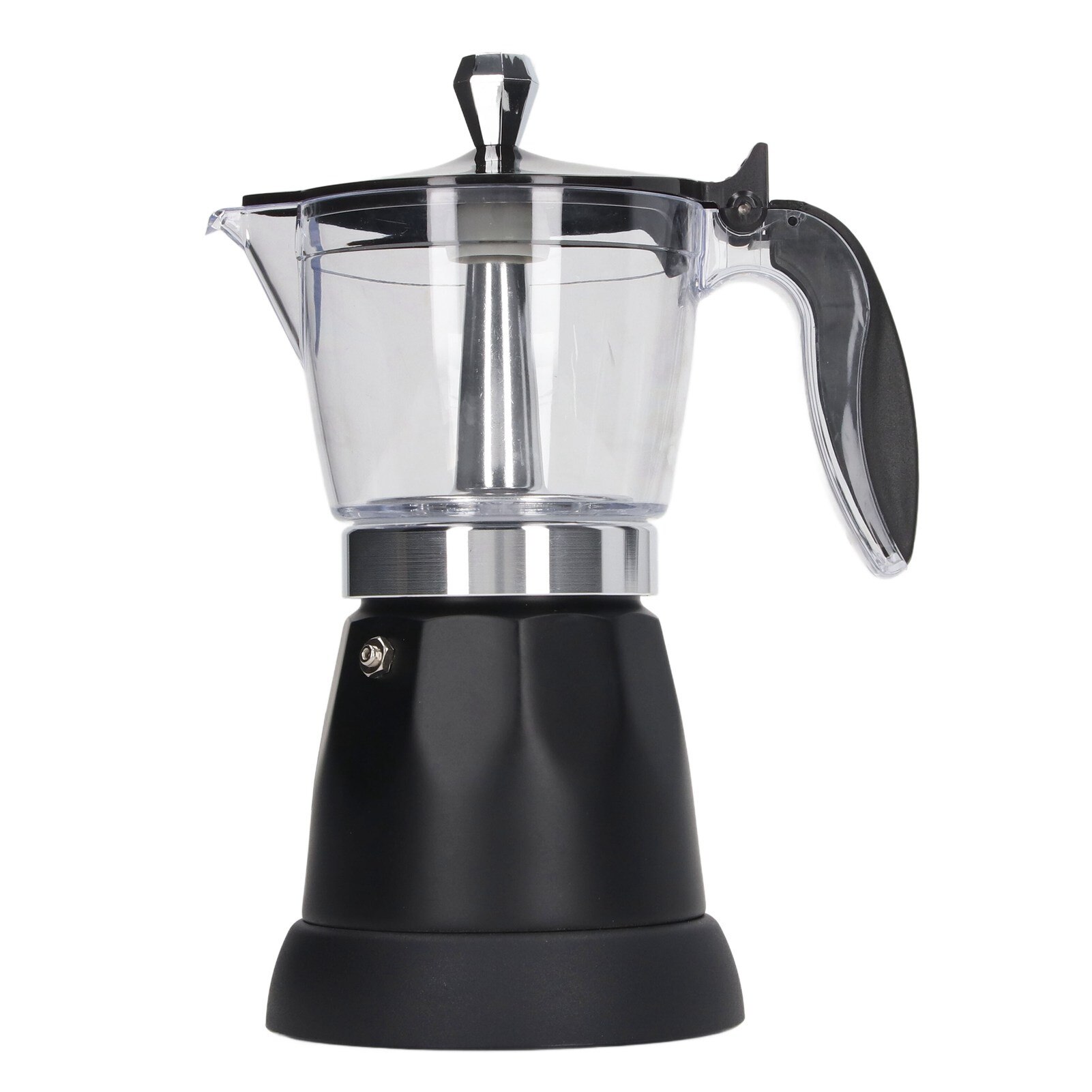 Cafetiera electrica 6 cesti 300ml, capac transparent, aluminiu si PP, compacta, alba
