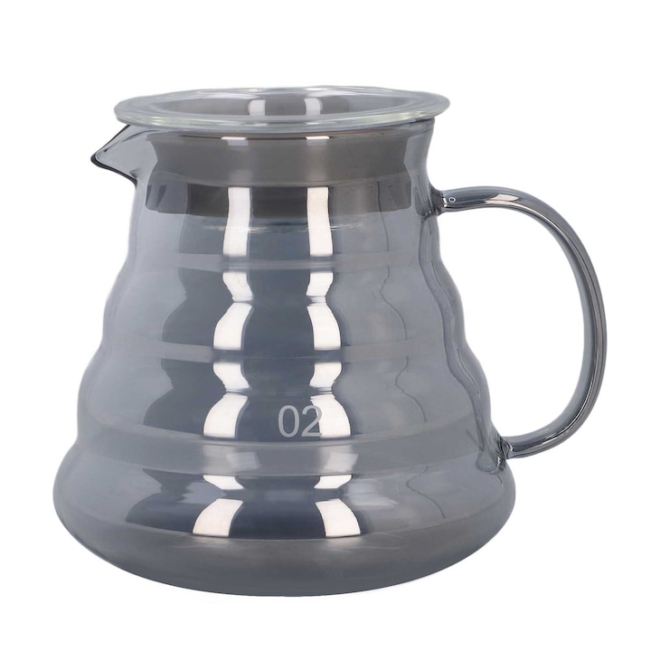 Cafetiera sticla borosilicata, 600ml, gri electrozic, 22x10cm