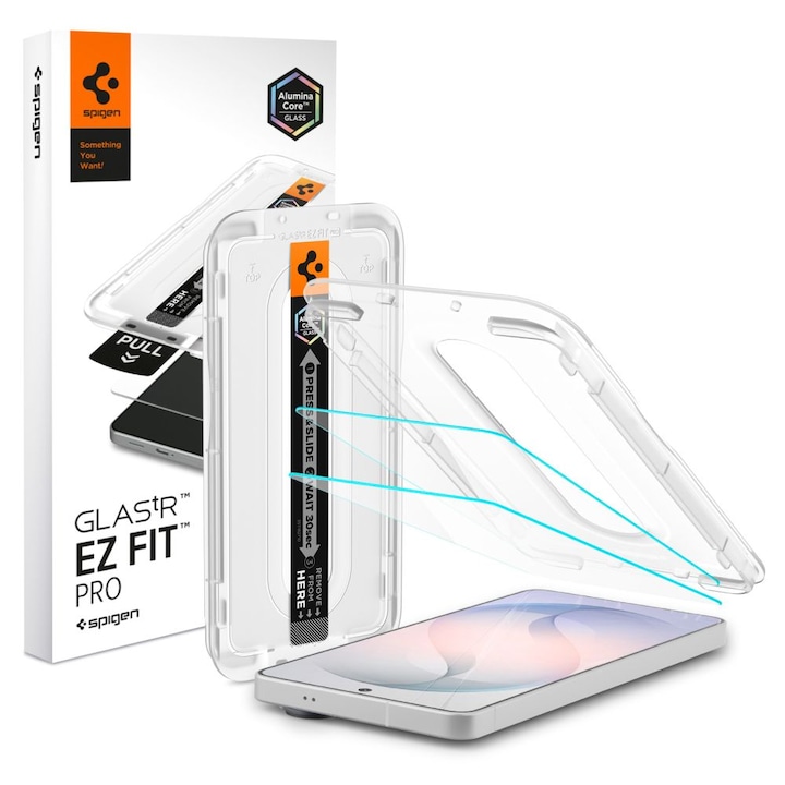 Set 2 folii sticla securizata Spigen Glas.tR EZ Fit Pro AC Anti Reflection, Kit montare inclus, compatibile cu Samsung Galaxy S26, Transparent