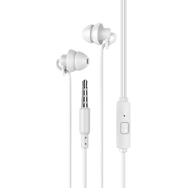 Casti In-Ear HOCO M81 Imperceptible, Cu microfon, 3.5 mm, 1.2m, Somn, Alb