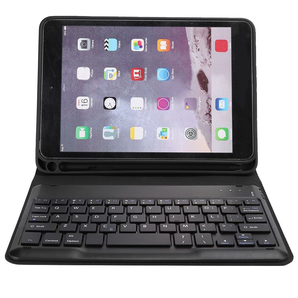 Husa de protectie cu tastatura Bluetooth pentru iPad Mini 4/5, Peysaitr, baterie de mare capacitate, suport pentru stilou, negru