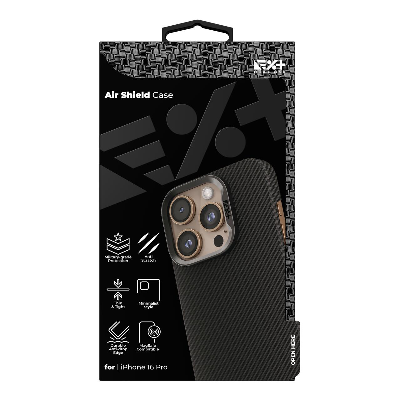 Husa NOA AirShield Magnetica din Aramida pentru iPhone 16 Pro, Protectie avansata, MagSafe, Subtire, Neagra