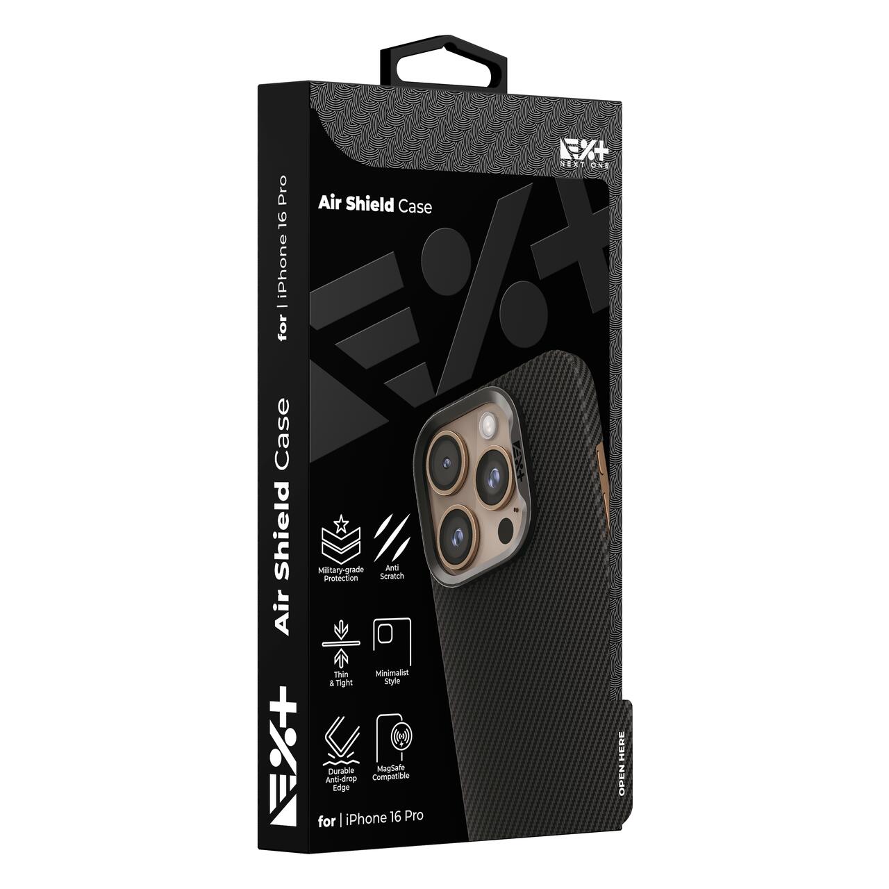 Husa NOA AirShield Magnetica din Aramida pentru iPhone 16 Pro, Protectie avansata, MagSafe, Subtire, Neagra