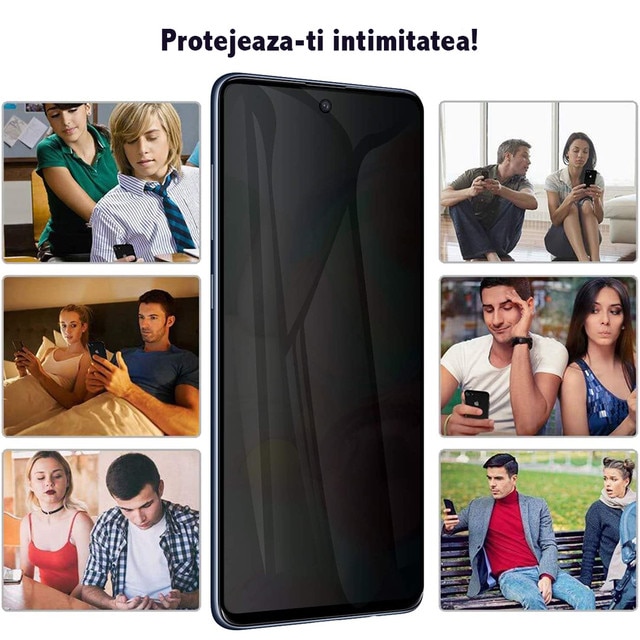 Folie Glossy Privacy compatibila cu Samsung Galaxy S23 Ultra, Aparare ecran, Protectie impotriva privirilor curioase, Regenerabila, Montare facila, uscata, in 5 pasi, Full glue, Case Friendly