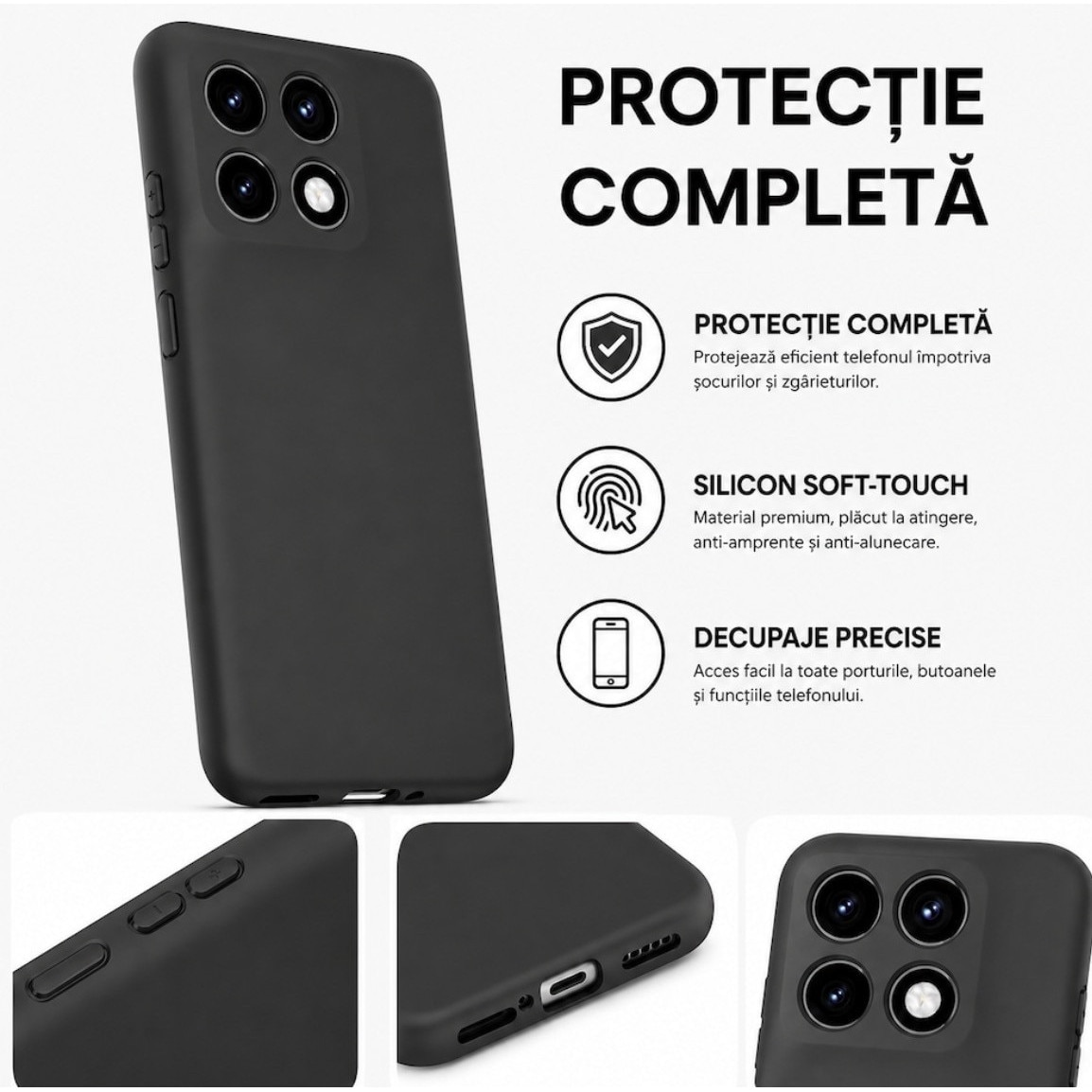 Husa Compatibila Motorola Edge 70 Fusion Liquid Silicon Soft cu interior Textil. Negru