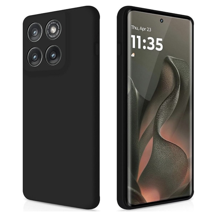 Husa Compatibila Motorola Edge 70 Fusion Liquid Silicon Soft cu interior Textil. Negru