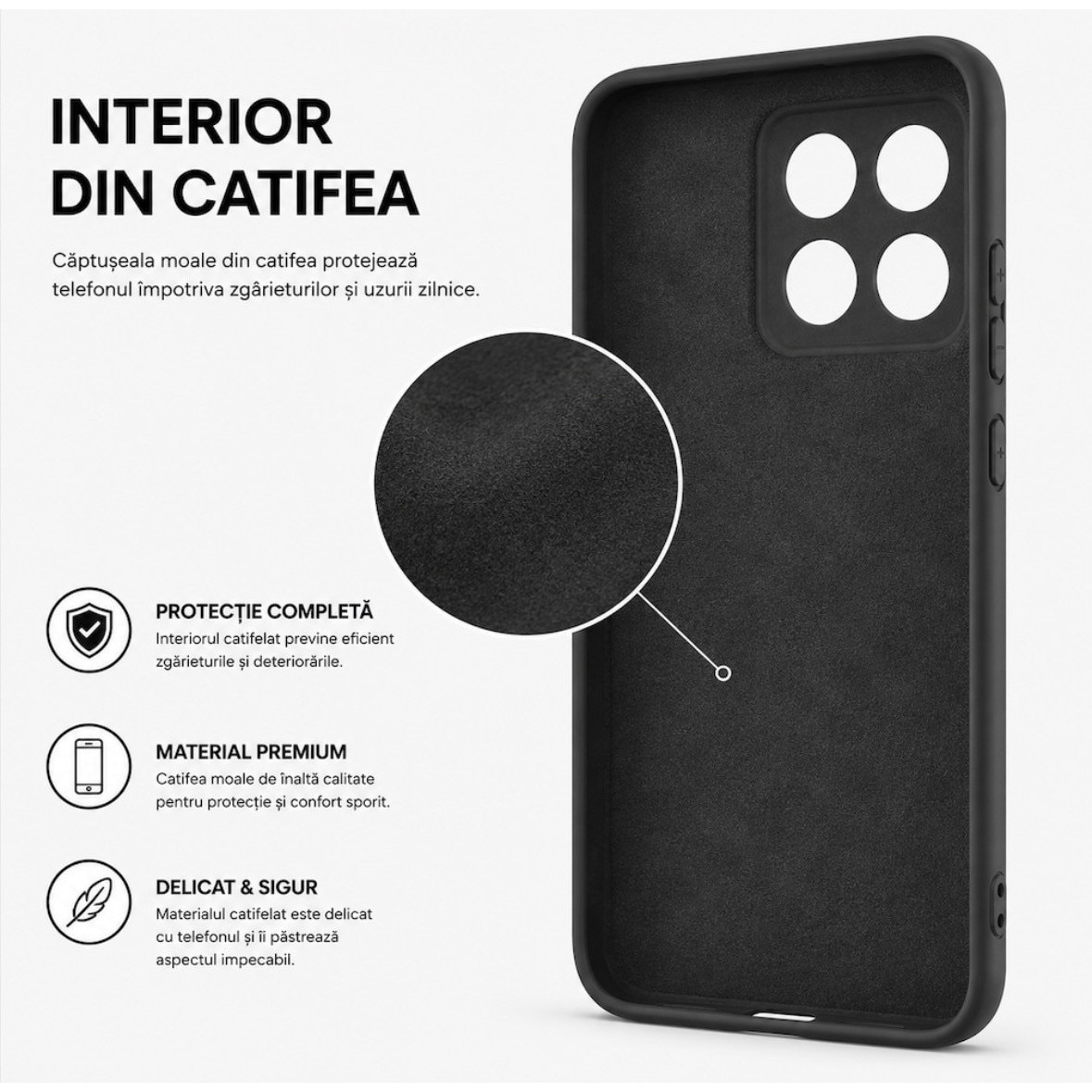 Husa Compatibila Motorola Edge 70 Fusion Liquid Silicon Soft cu interior Textil. Negru