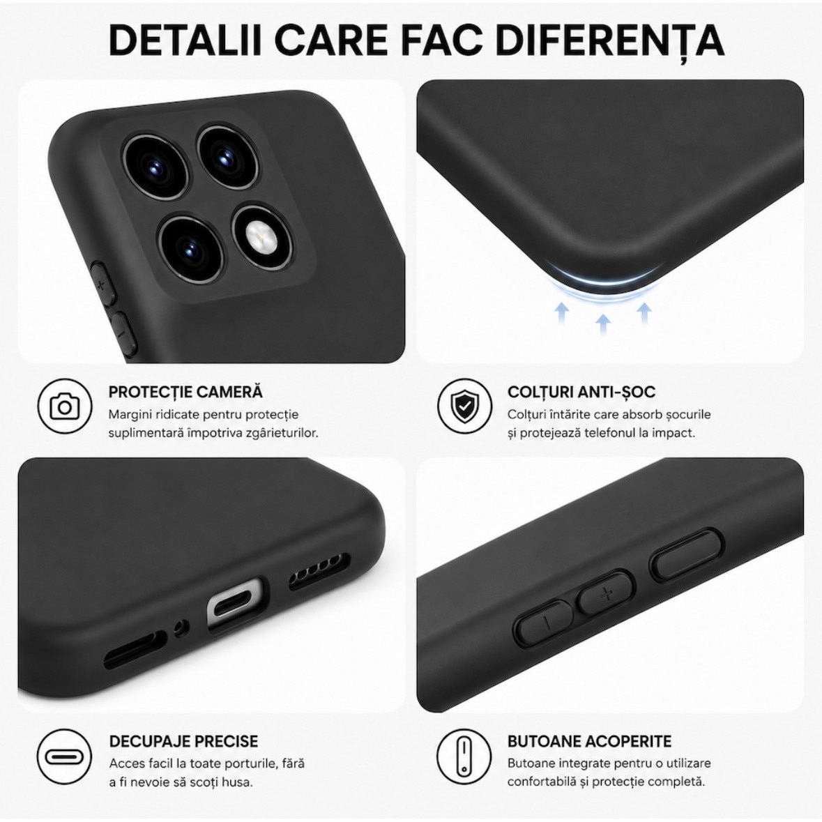 Husa Compatibila Motorola Edge 70 Fusion Liquid Silicon Soft cu interior Textil. Negru