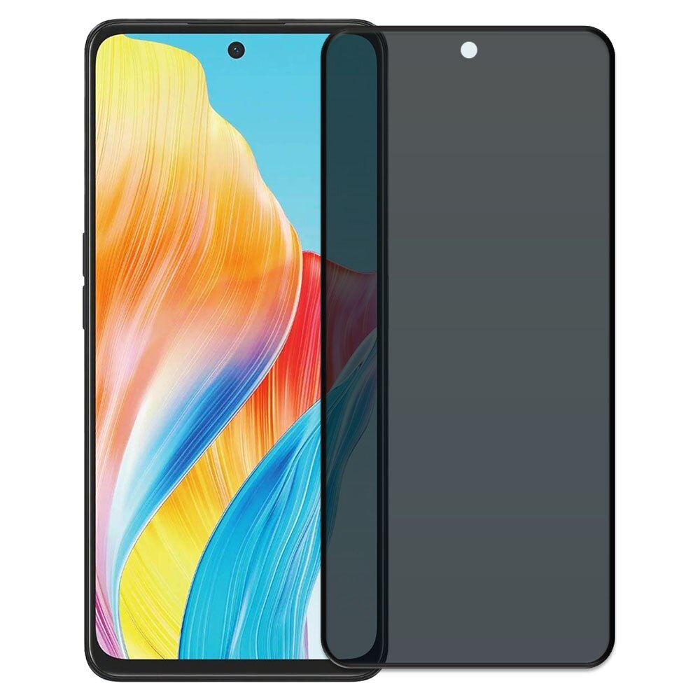 Folie din sticla securizata pentru Oppo A98 5G, HAMSTERBOX Privacy Shield, Protectie completa ecran, Full face, Aplicare rapida, Case Friendly, Negru