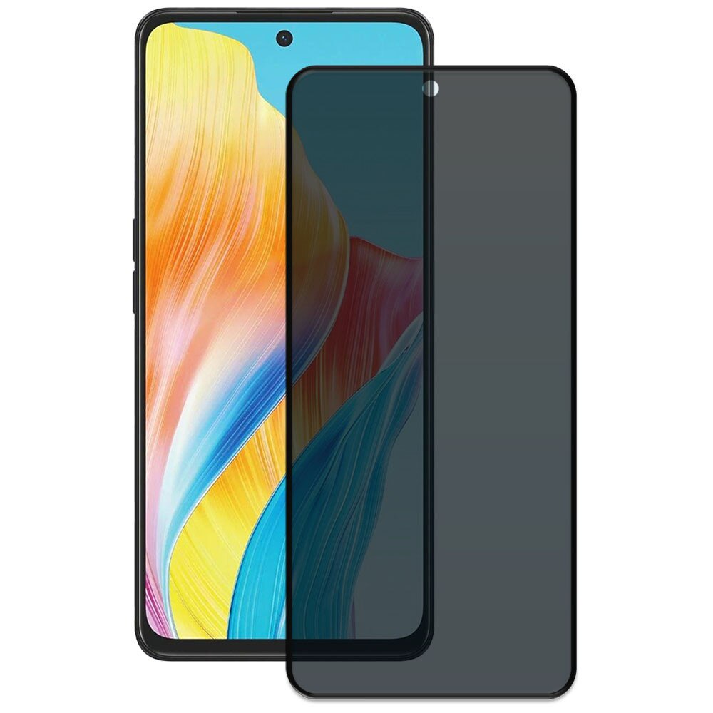 Folie din sticla securizata pentru Oppo A98 5G, HAMSTERBOX Privacy Shield, Protectie completa ecran, Full face, Aplicare rapida, Case Friendly, Negru