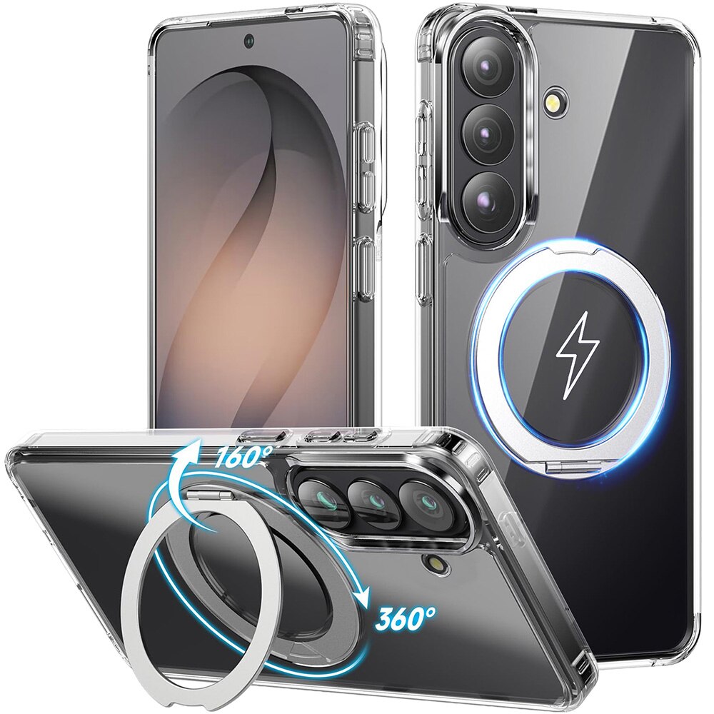 Husa cu MagSafe pentru Samsung Galaxy S26, MOGU Suport Inelar Magnetic, Protectie Militara Impotriva Caderilor, Incarcare Wireless, Inel Rotativ, Anti-ingalbenire, Rezistenta la Socuri, Transparent