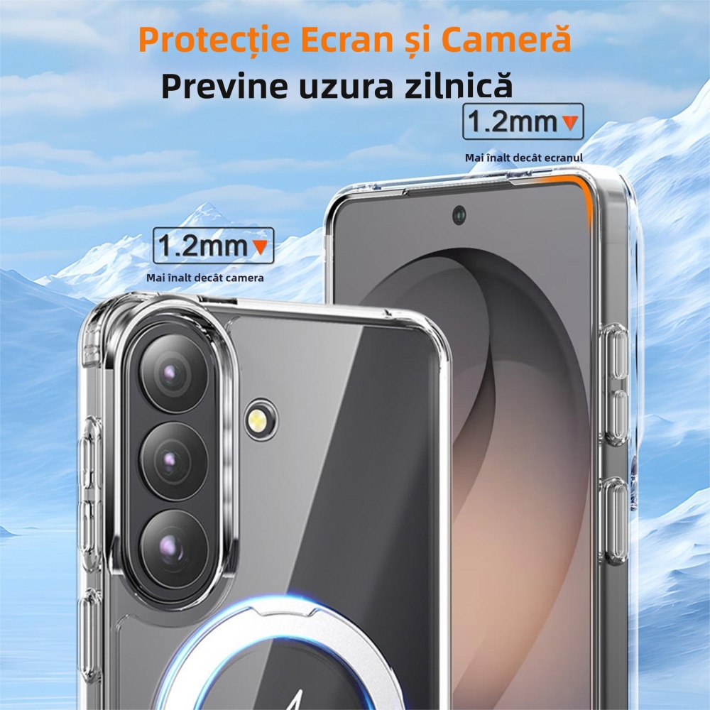 Husa cu MagSafe pentru Samsung Galaxy S26, MOGU Suport Inelar Magnetic, Protectie Militara Impotriva Caderilor, Incarcare Wireless, Inel Rotativ, Anti-ingalbenire, Rezistenta la Socuri, Transparent