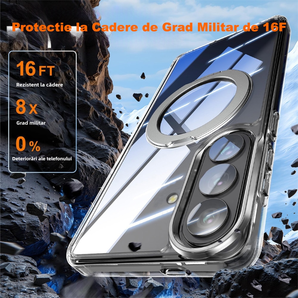 Husa cu MagSafe pentru Samsung Galaxy S26, MOGU Suport Inelar Magnetic, Protectie Militara Impotriva Caderilor, Incarcare Wireless, Inel Rotativ, Anti-ingalbenire, Rezistenta la Socuri, Transparent