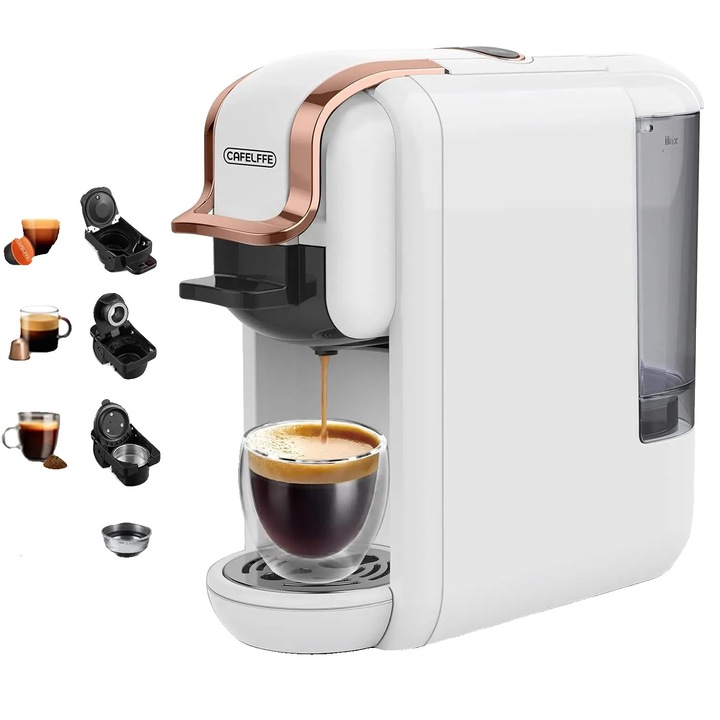 Espressor capsule, alb, 26x26x11cm, 4 cesti, 600ml, 1450W