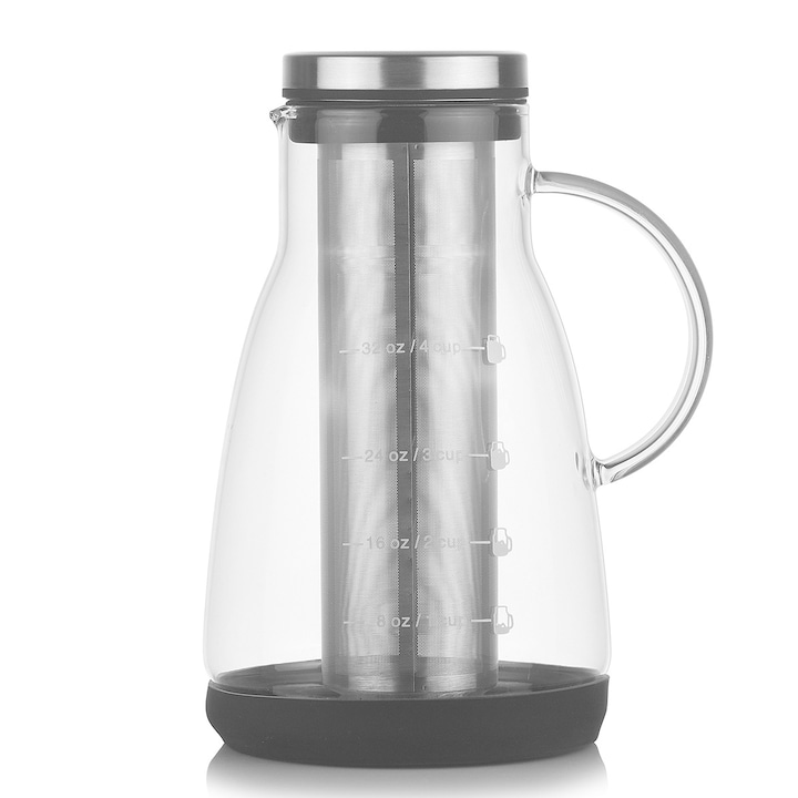Aparat de cafea cu gheata de 960 ml, espressor cu filtru la rece, aparat de cafea portabil pentru calatorii si camping, fara plumb, aparat de cafea cu presa de sticla