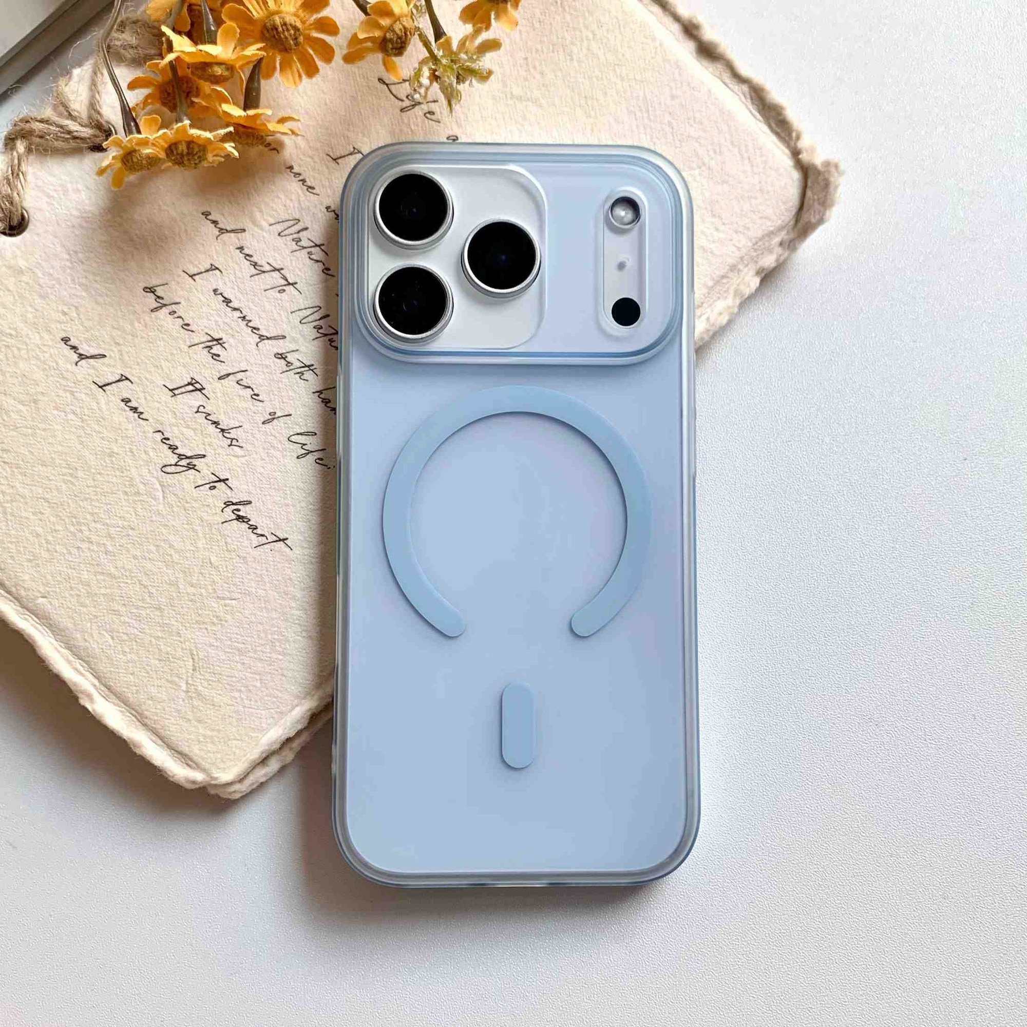 Husa pentru iPhone 17 Pro, MagSafe, Ultra Slim, Transparenta Mata, Anti-Amprenta, Protectie Camera, Albastru deschis mat