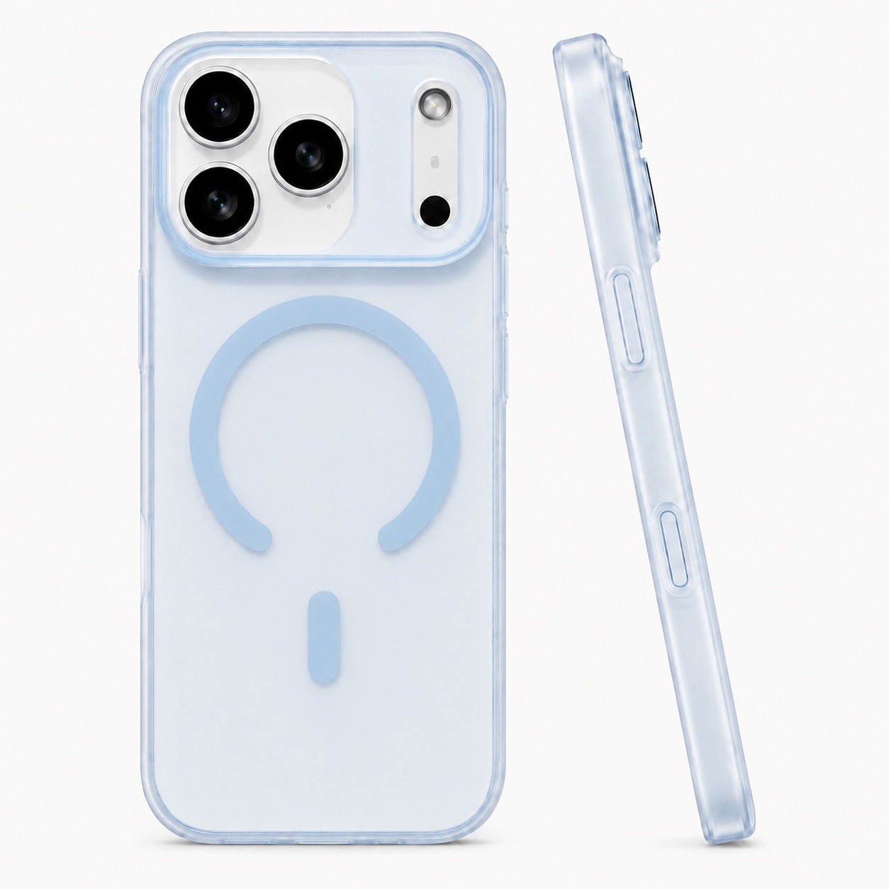 Husa pentru iPhone 17 Pro, MagSafe, Ultra Slim, Transparenta Mata, Anti-Amprenta, Protectie Camera, Albastru deschis mat