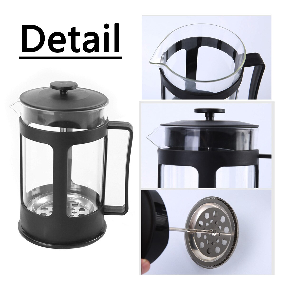 Cafetiera din sticla rezistenta la caldura, cu continut ridicat de borosilicat, cu 3 filtre, pentru acasa, birou si activitati in aer liber