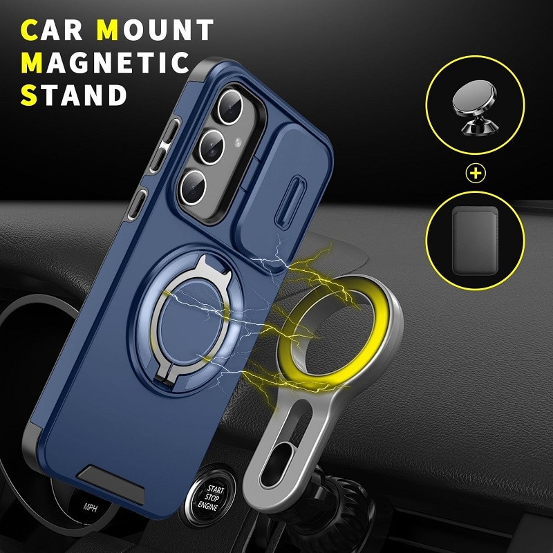 Husa de protecție Hybrid Antisoc Bumper 360, compatibilă cu MagSafe, Albastru, pentru Samsung Galaxy S24
