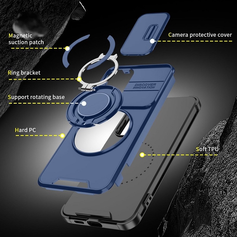 Husa de protecție Hybrid Antisoc Bumper 360, compatibilă cu MagSafe, Albastru, pentru Samsung Galaxy S24