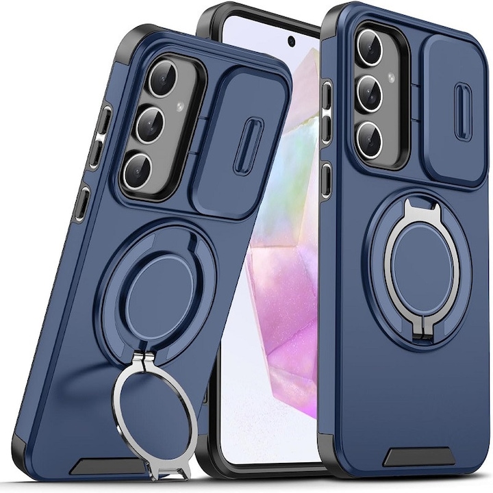 Husa de protecție Hybrid Antisoc Bumper 360, compatibilă cu MagSafe, Albastru, pentru Samsung Galaxy S24