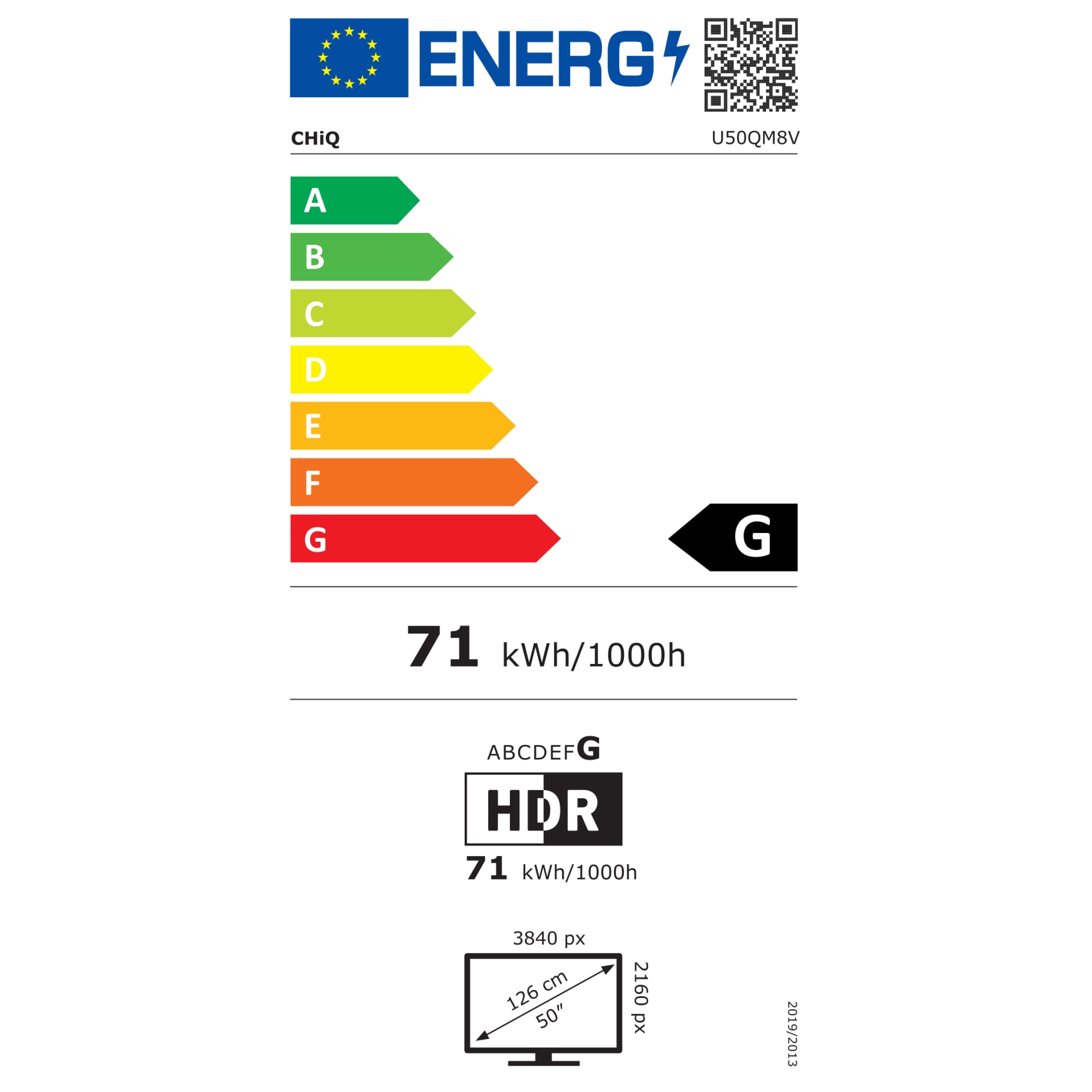 Televizor Smart 127 cm 50" 4K 126 cm ChiQ inteligent U50QM8V