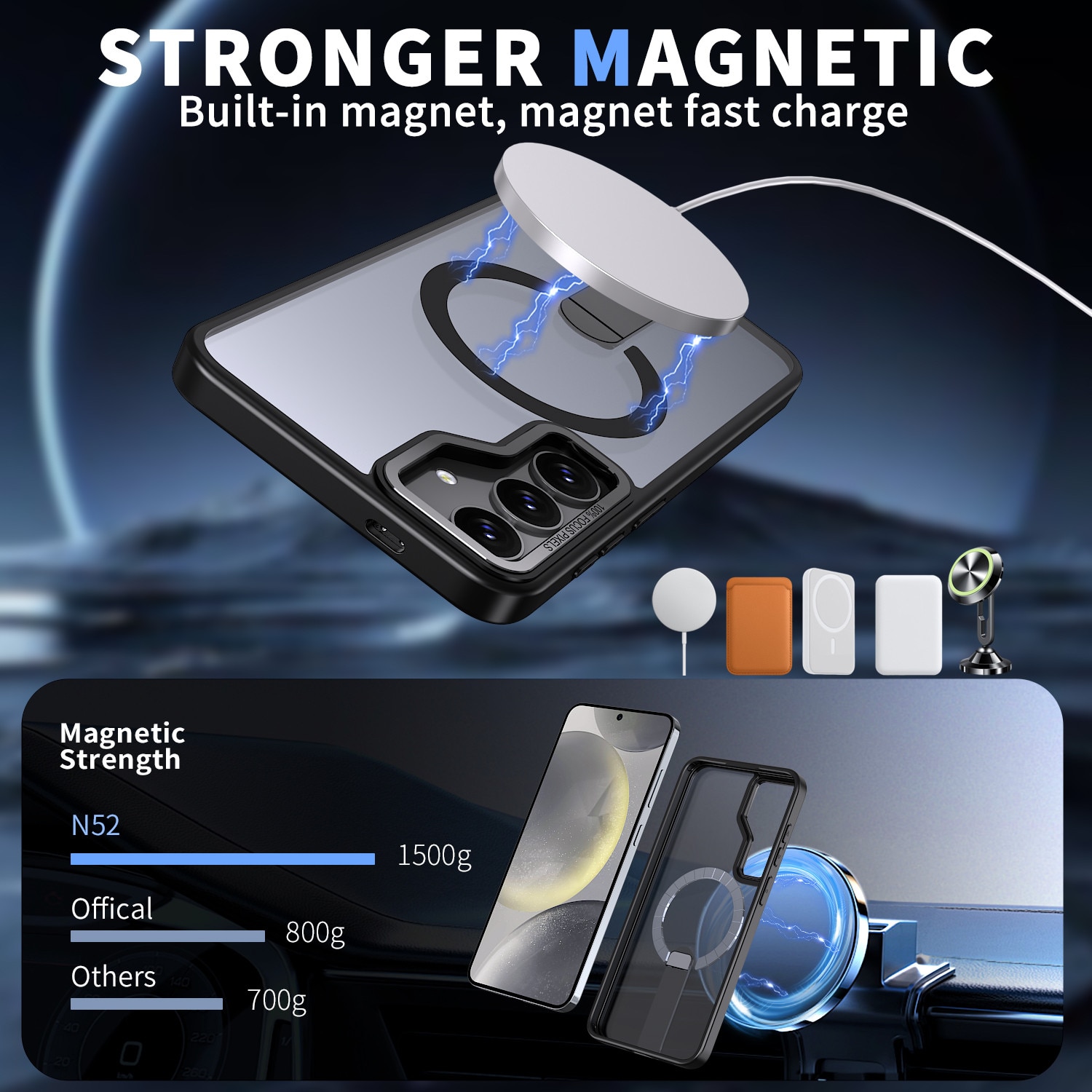 Husa de protectie pentru Samsung Galaxy S26 Plus Compatibila cu MagSafe, Kickstand Metalic, TPU + Acril, Negru – Protectie Premium si Design Elegant