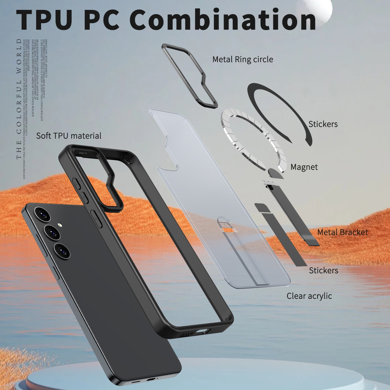 Husa de protectie pentru Samsung Galaxy S26 Plus Compatibila cu MagSafe, Kickstand Metalic, TPU + Acril, Negru – Protectie Premium si Design Elegant
