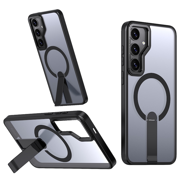 Husa de protectie pentru Samsung Galaxy S26 Plus Compatibila cu MagSafe, Kickstand Metalic, TPU + Acril, Negru – Protectie Premium si Design Elegant